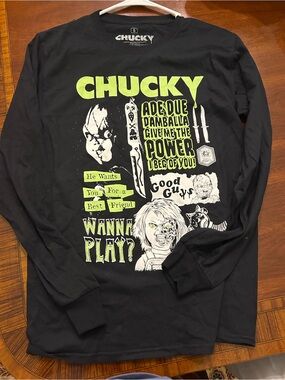 City Studios Black Tee with Neon Green Chucky Logo